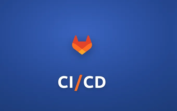 The GitLab logo above the words CI/CD on a blue background